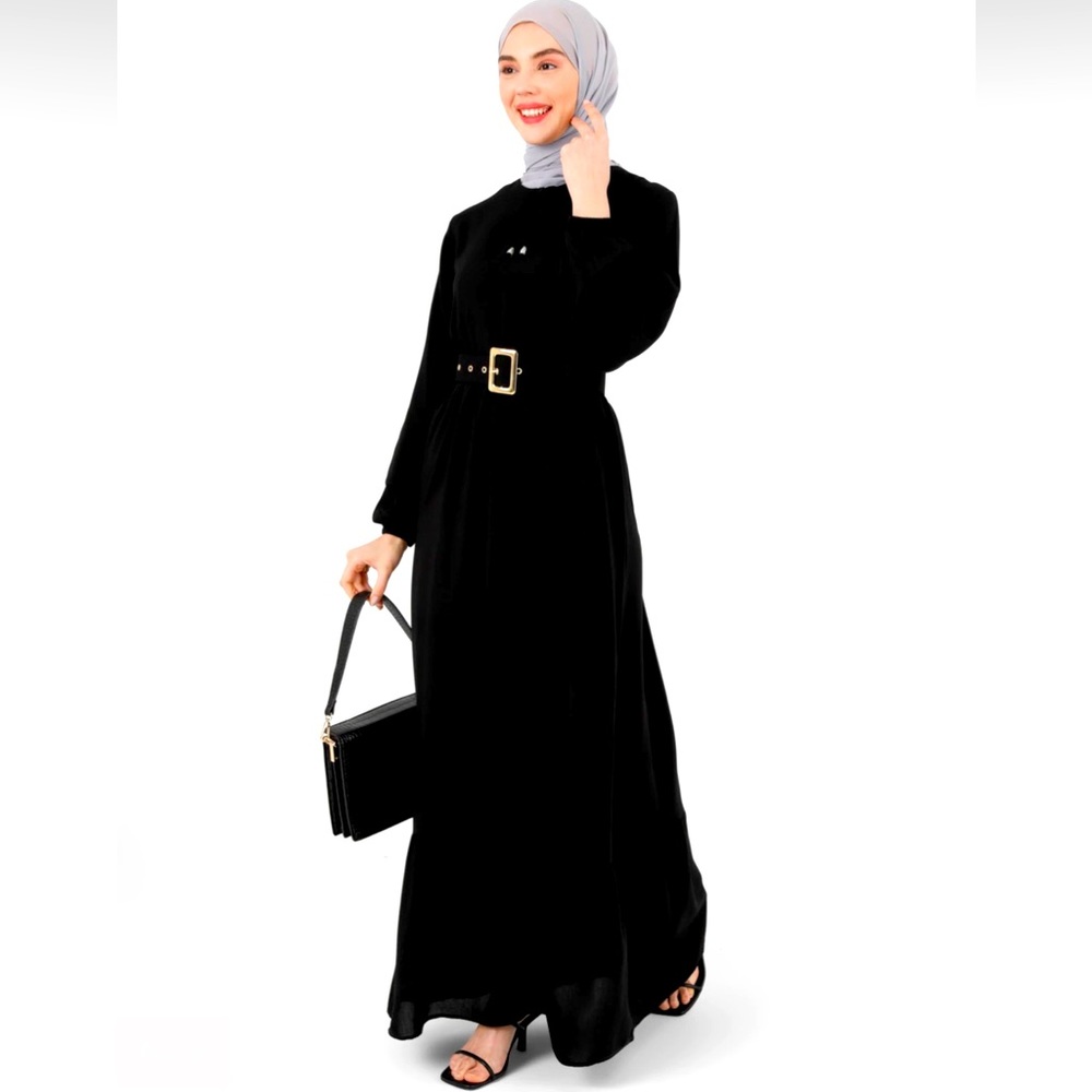 ZENANE Womans Black - Crew neck - Unlined - Viscose - Modest Dress Size 42/US 12